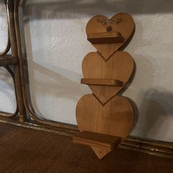 Three Tier Wood Heart Shelf 