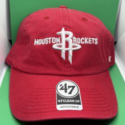 '47 Houston Rockets Clean Up Red Adjustable Strap Hat Dad Cap