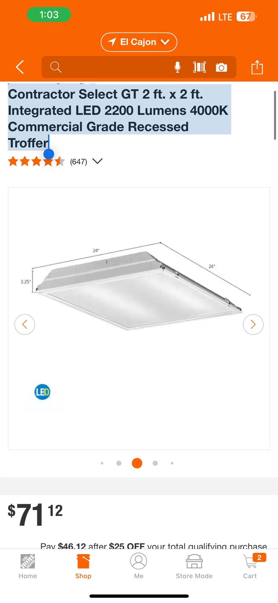 Contractor Select GT 2 ft. x 2 ft. Integrated LED 2200 Lumens 4000K Commercial Grade Recessed Troffer
