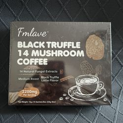 Mushroom Coffee, Black Truffle Latte Flavor, Medium Roast, Instant Coffee, Gluten Free & Sugar Free, 15 Packets