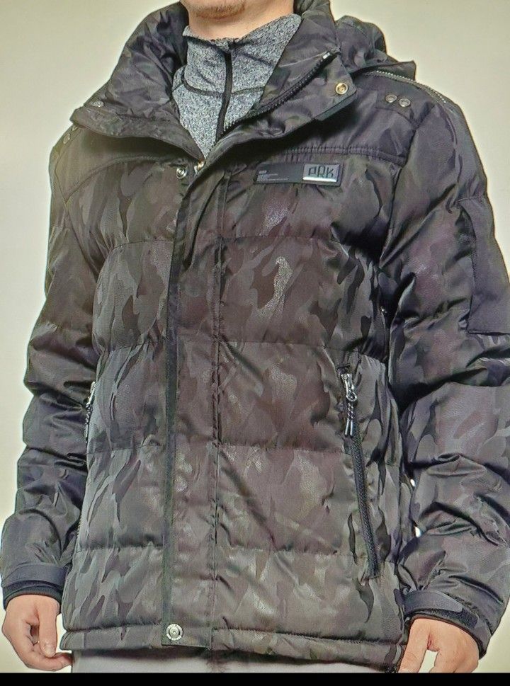 Men's Camo(black/dark Green) Jacket Medium Warm Insulated Size L New
