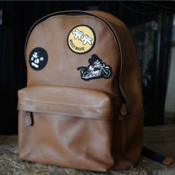 Coach X's Disney Mickey Mouse Patches Bandana Charm Saddle Leather Backpack
