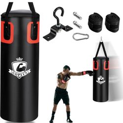 Punching Bag for Adults, 56 lbs Heavy Hanging Boxing Bag Set
