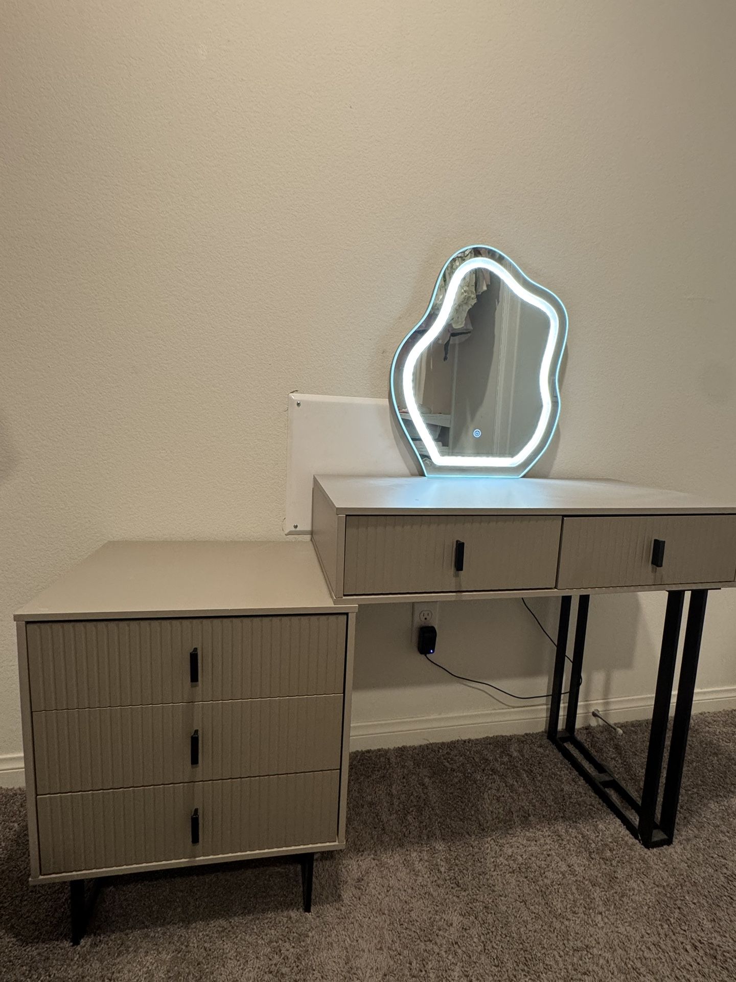 Modern Vanity Desk with LED Mirror