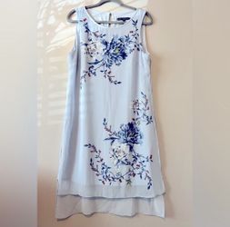 whbm blue dress White House Black Market Size 6 Lt Blue Solid Gathered NEW Designer Dr   Another Season Consignments