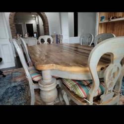 MASSIVE DINING SET SOLID WOOD 6 CHAIRS BOOKCASE/SIDEBOARD 