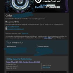 2 Ultra Music Festival GA Passes For $850