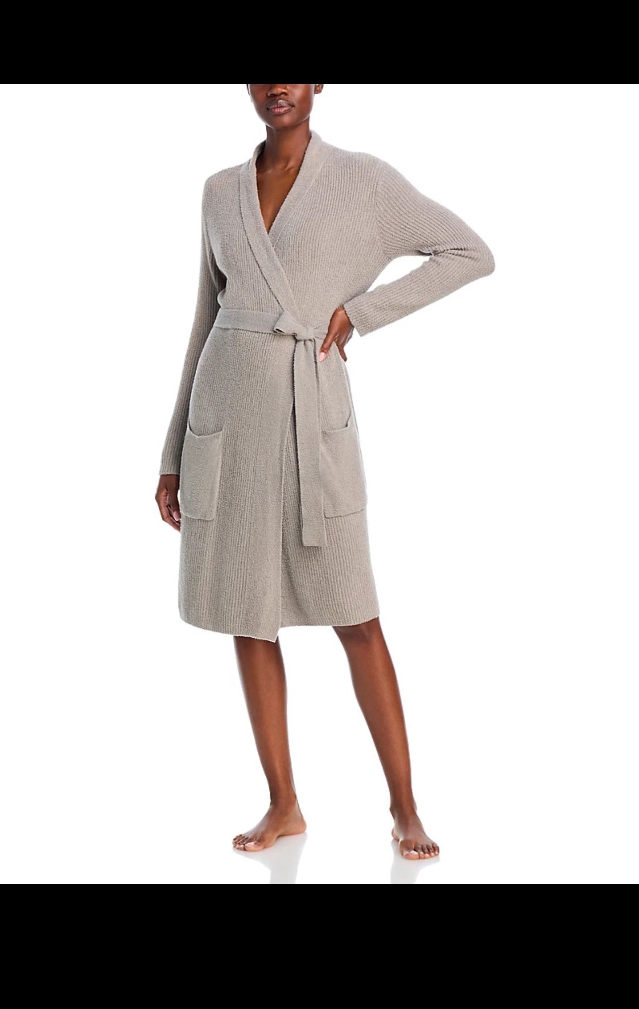 Barefoot Dreams CozyChic Lite Ribbed Robe – Dove Gray (S/M)