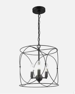 Brand New - Hampton Bay Croyden 3-Light Black Caged Candle Chandelier