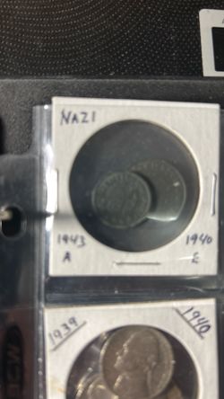 1940 E and 1943 a World War II German Swastika coins