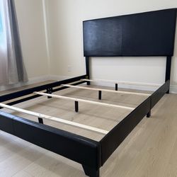 Leather Queen Size Bed Frame and Box Spring