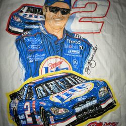 NASCAR Rusty Wallace #2 2001 Sam Bass white shirt 2XL y2k