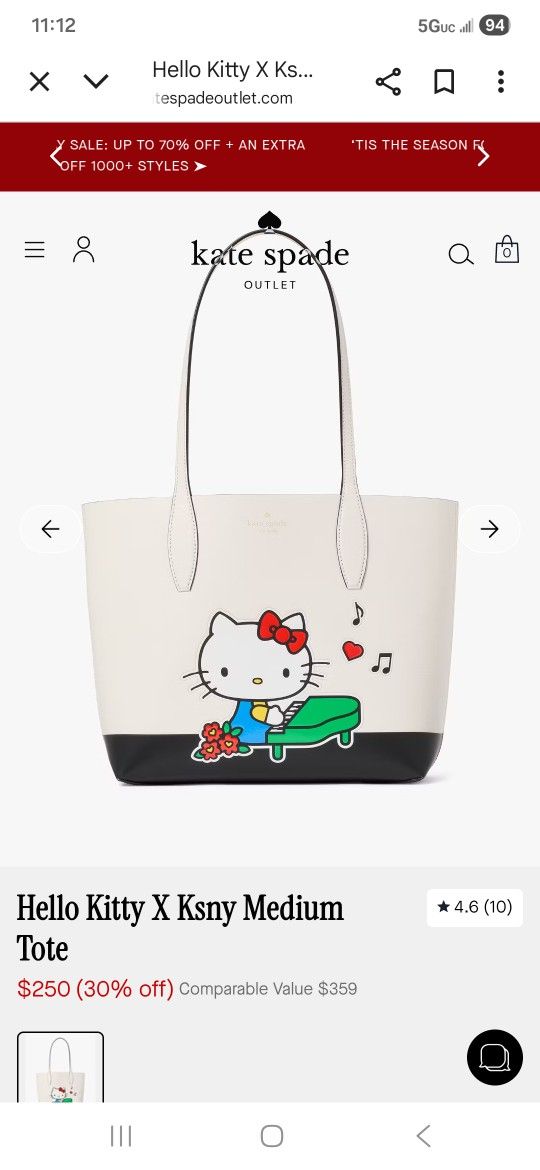 Brand NEW Kate Spade Hello Kitty Purse