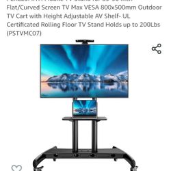 PERLESMITH Mobile TV Stand for 55-90 Inch Flat/Curved Screen TV Max 

