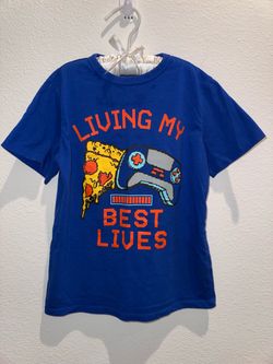 Kids Blue Graphic Tee Living My Best Lives
