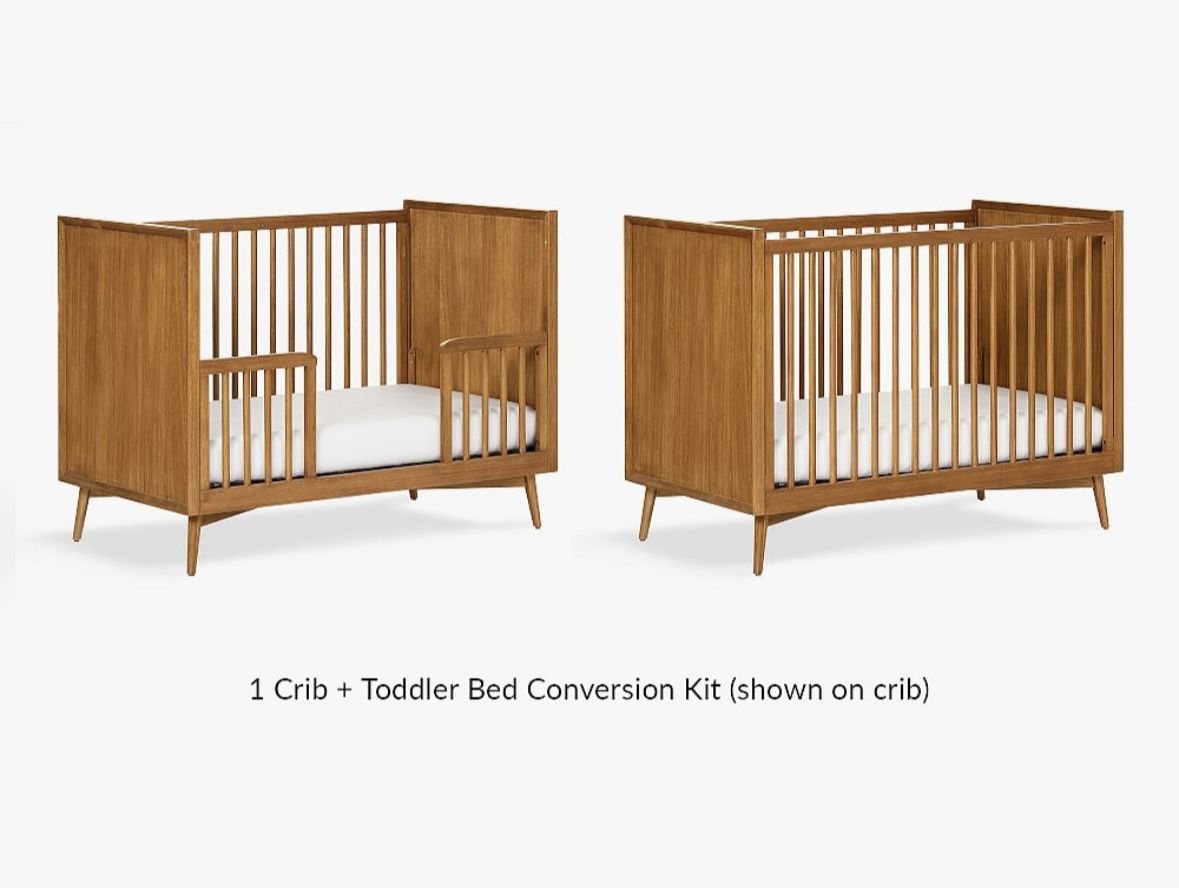 west elm x pbk Mid-Century Nursery Set In Acorn - Crib, Dresser And Bookcase In Excellent Condition