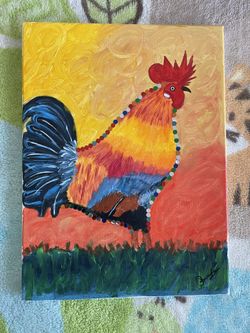 Rooster Original Painting Canvas 