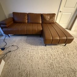 Faux Leather Sectional Sofa Brown With Metal Legs