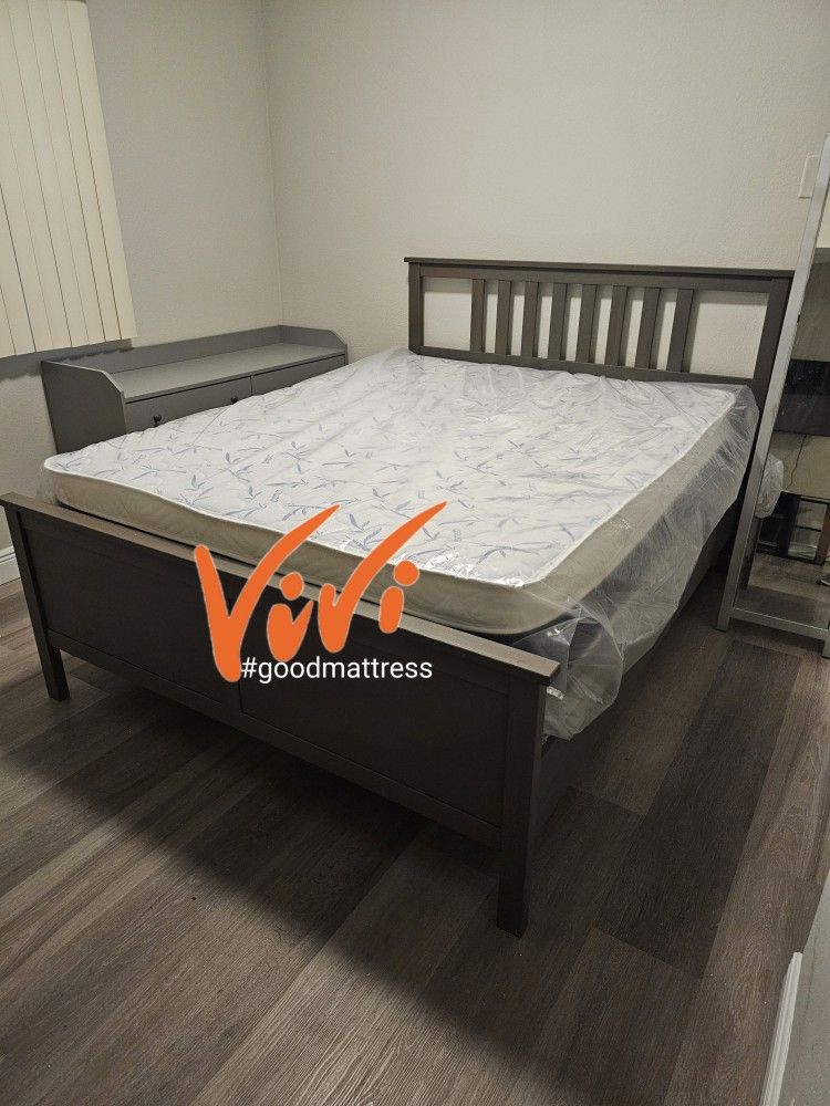 QUEEN PILLOW TOP MATTRESS WITH BOX SPRING 2PC. BED FRAME ISN'T AVAILABLE