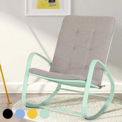 Padded Rocking Steel Chair with Removable Cushion, Green