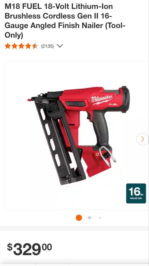 M18 FUEL 18-Volt Lithium-Ion Brushless Cordless Gen II 16-Gauge Angled Finish Nailer (Tool-Only)