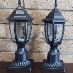 Dusk to Dawn Outdoor Post Light / Lanterns 2 Pack - 120V Hardwired