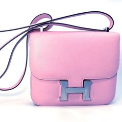 Hermès Constance 18 Mini Chevre Rose Sakura Handbag 