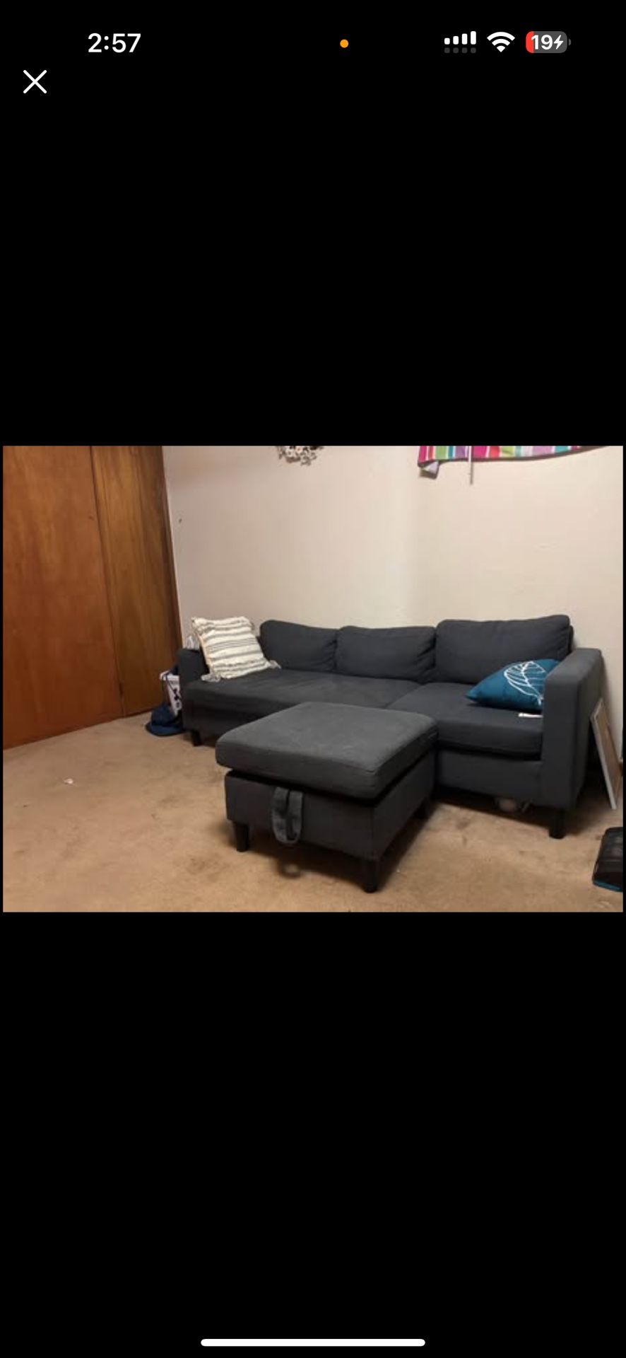 Small Couch With Footrest/Storage & Entertainment Center