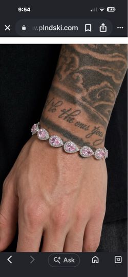 Pink Crystal Silver Tennis Bracelet