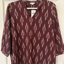 J.Jill Pure Jill Elements Ikat Eggplant Blouse