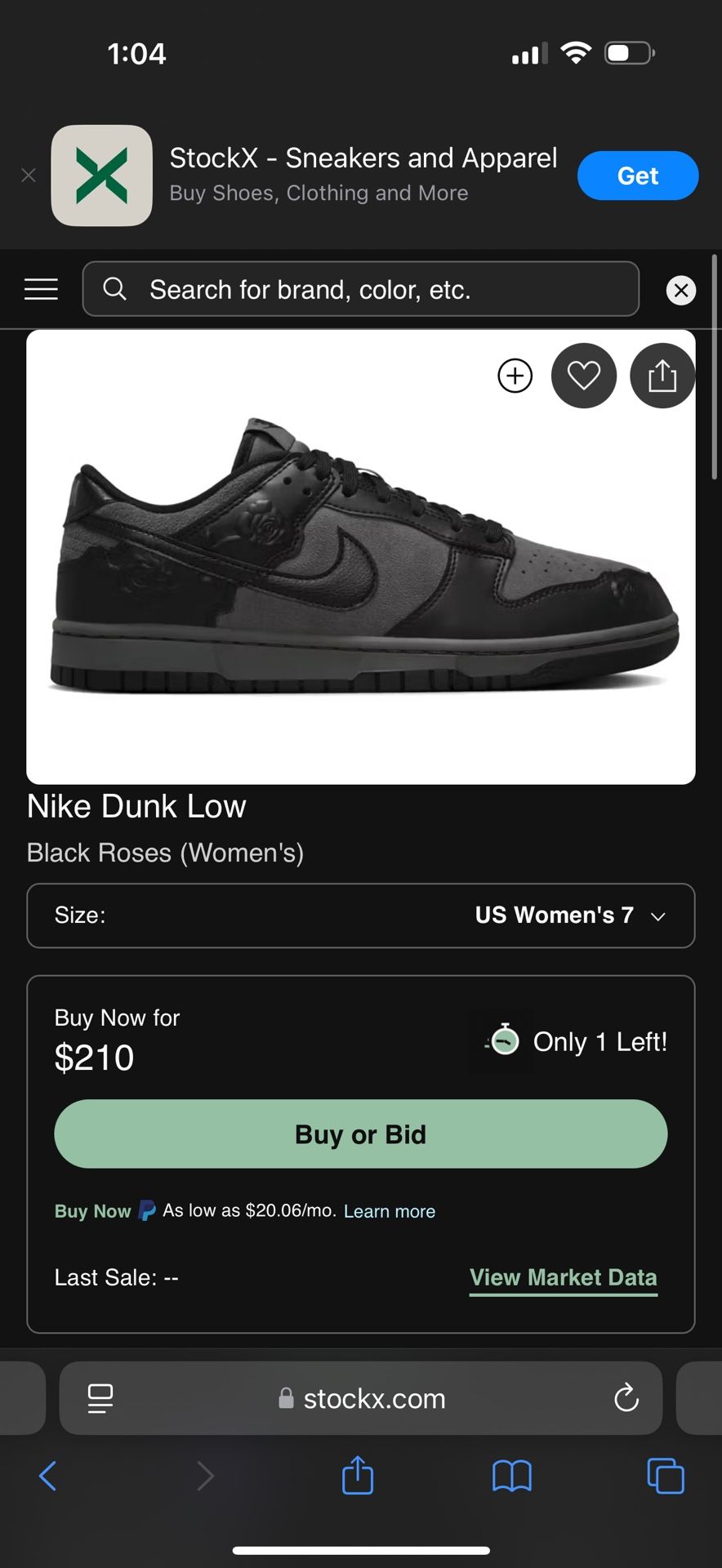 Nike Dunk low Black Roses Size 7Woman * Unreleased Feb2025