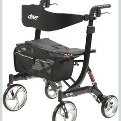 Drive Medical 10266HD-BK Nitro Heavy Duty Foldable Rollator Walker with Seat, Black