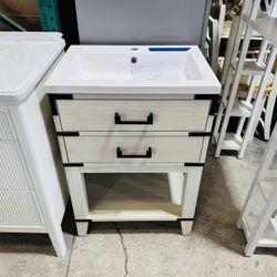 “24” Bathroom Vanity in White Oak with Vanity Top in White  $269 