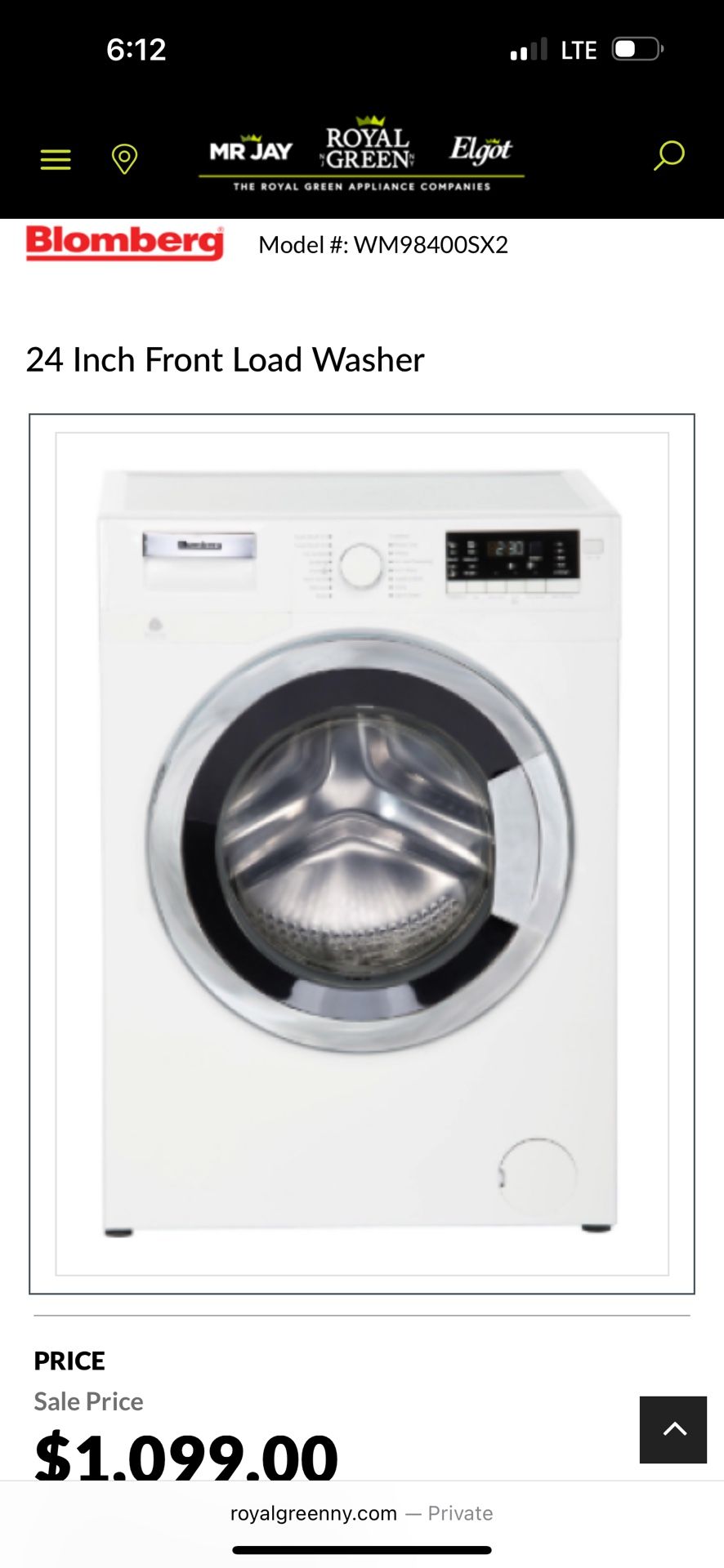 Blomberg Washer and Dryer Combo 24 Inch - NEW