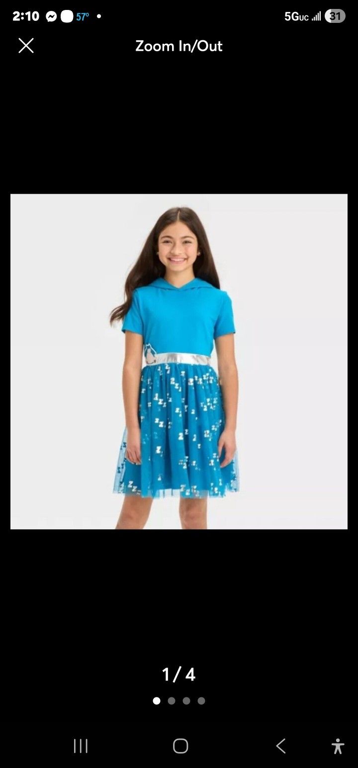 Girls' Pokemon Snorlax Character Dress - Teal Blue- M 7-8