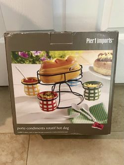 Pier 1 Imports Spinning Hotdog Condiment Serving Set