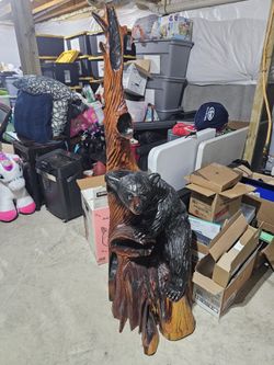 Black Cub Wooden Carving