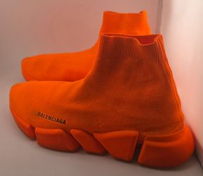 Size 10 Orange Balenciaga Men's Speed Tonal Sock Knit Shoes