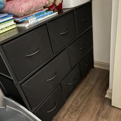 Black Fabric 8 Drawer Dresser 