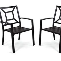 Set of 2 Patio Metal Chairs 