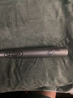 Autographed Yasiel Puig Silver Baseball Bat