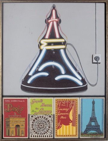 Sarah Schulte, "Paris Postcards," Framed Acrylic Painting on Canvas