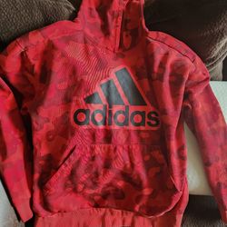 Boys Adidas Red Camo Hoodie Sweatshirt 