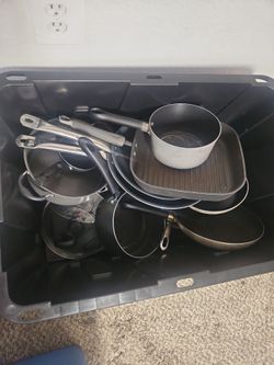 Assorted pots and pans with lids