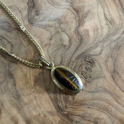 Tigers Eyes Scarab Necklace With