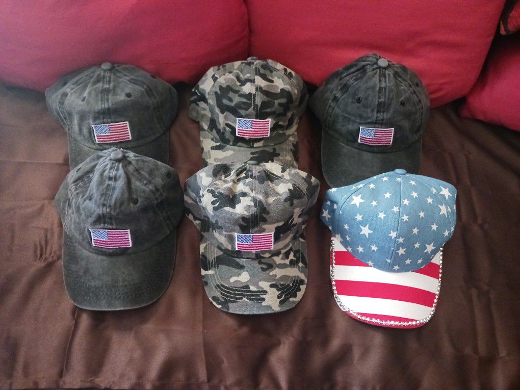 New US Flag Caps  $8  Each, Nice For Memorial's  Day