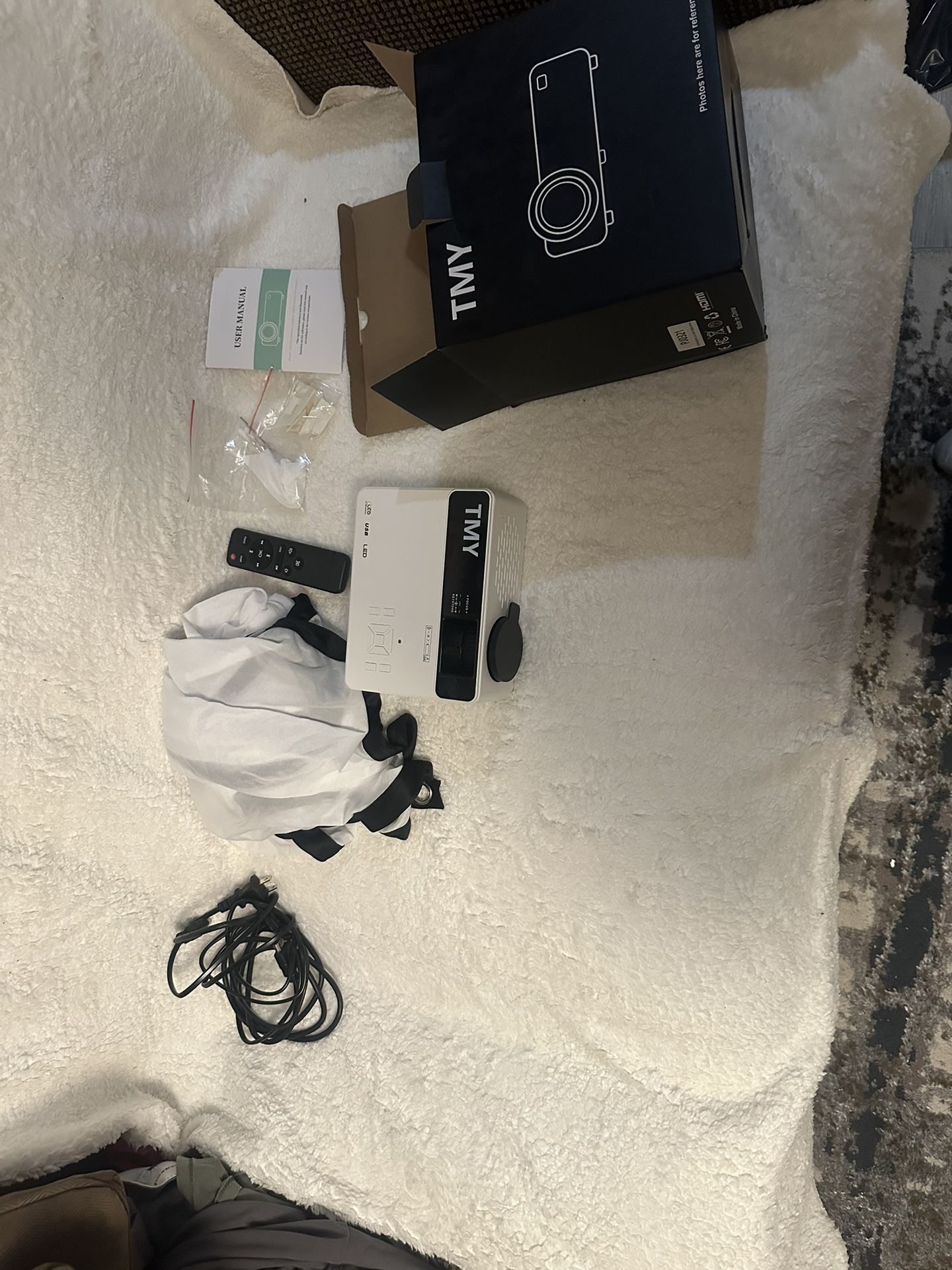 Mini Projector With Screen Portable Bluetooth Remote