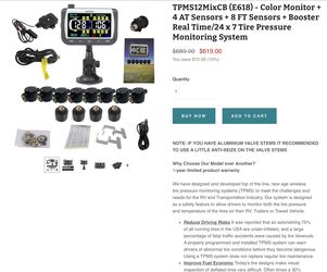 EEZ TPMS Color Monitor, 12 Sensors And Booster