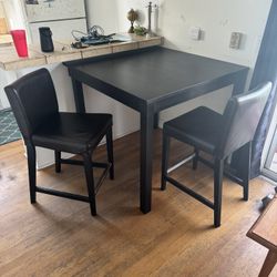 High Table & 2 Leather Stools