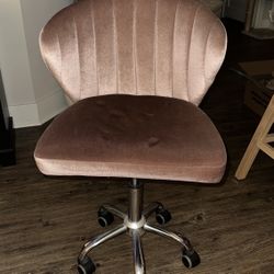 Vanity Chair/ Pink Desk Chair/ Velvet Chair With Wheels 